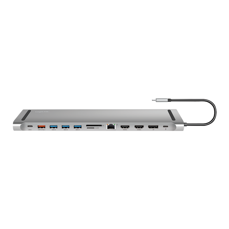 LogiLink USB 3.2 Gen2 Docking Station. USB-C. 12-Port. PD. silver