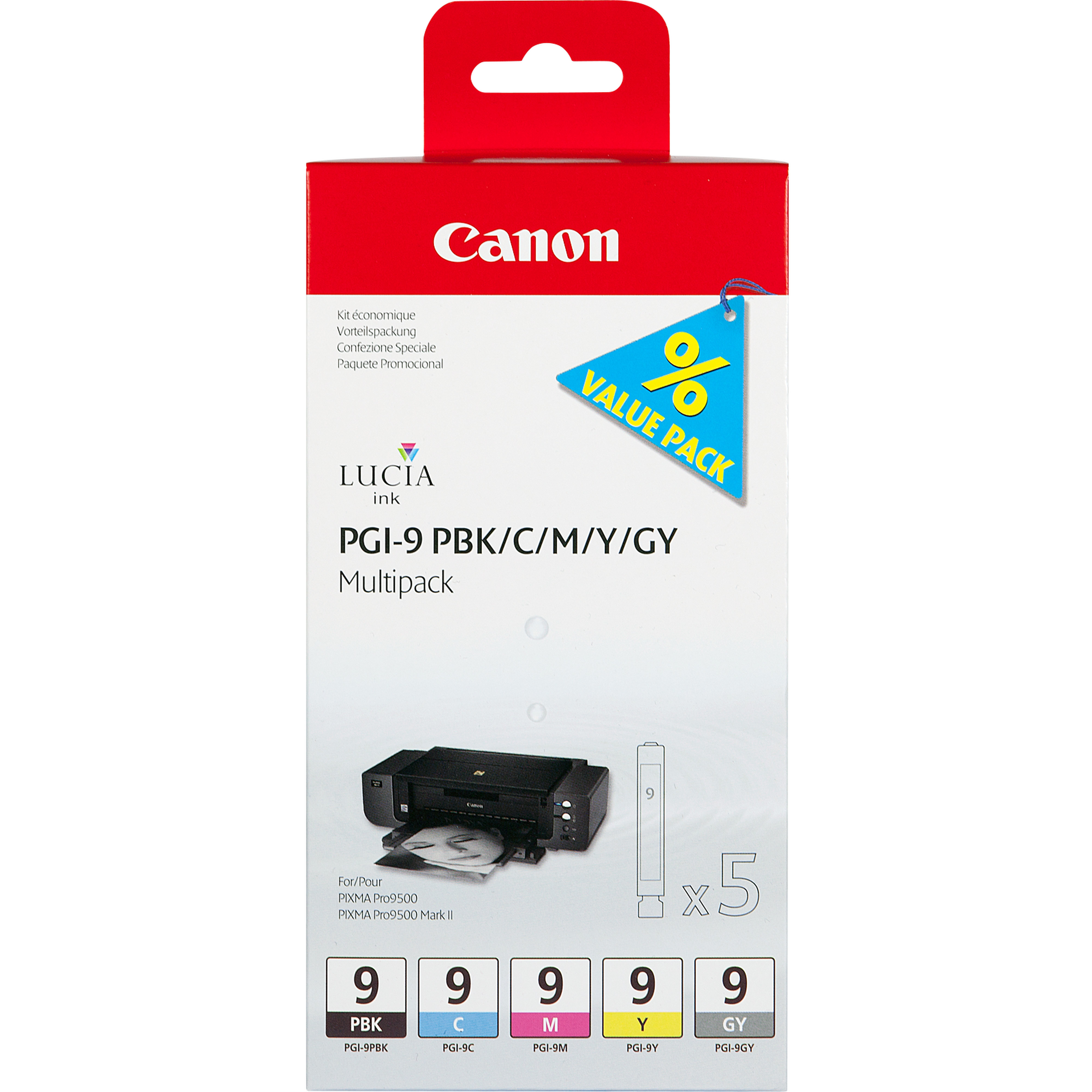 Image of Canon 1034B013/PGI-9 Ink cartridge multi pack PBK,C,M,Y,GY Pack=5...