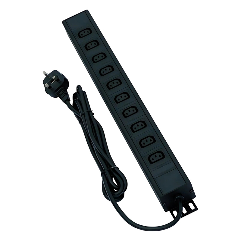 POWERDATA 10 WAY 19 INCH RACK IEC PDU TO 13A PLUG - VERTICAL