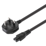 Manhattan Power Cord/Cable, UK 3-pin plug to C5 Female (cloverleaf/triangular), 1.8m, 16A, Lifetime Warranty