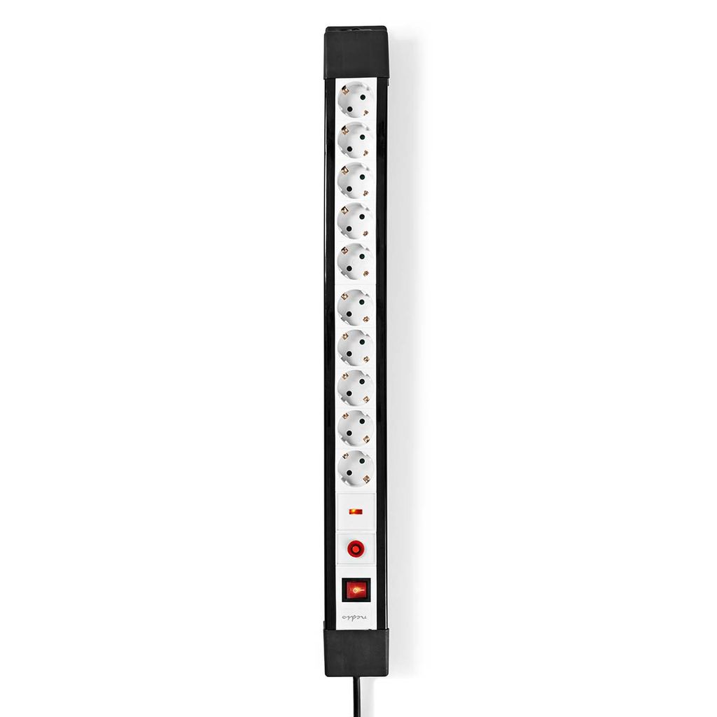 EU Product - Power Strip 10-Way with Surge Protector, 3680W, 3m - Black / White thumbnail