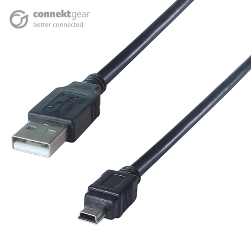 Connektgear 2m USB 2 Connector Cable A Male To B Mini 5 Pin Male - Hig