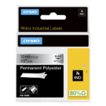 DYMO ® Rhino Industrial Permanent Polyester Labels, 1/2", Black Print on Metallic Tape