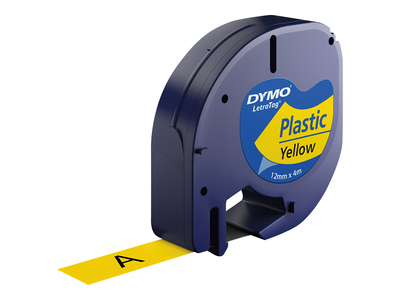 Dymo 91202 LetraTag Plastic Tape 12mm x 4m Yellow S0721620