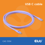 CLUB3D USB C oplaadkabel paars siliconen & tangle-free