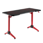 LogiLink Gaming Desk, 120x60 cm, glass surface w/RGB lighting, red desk frame