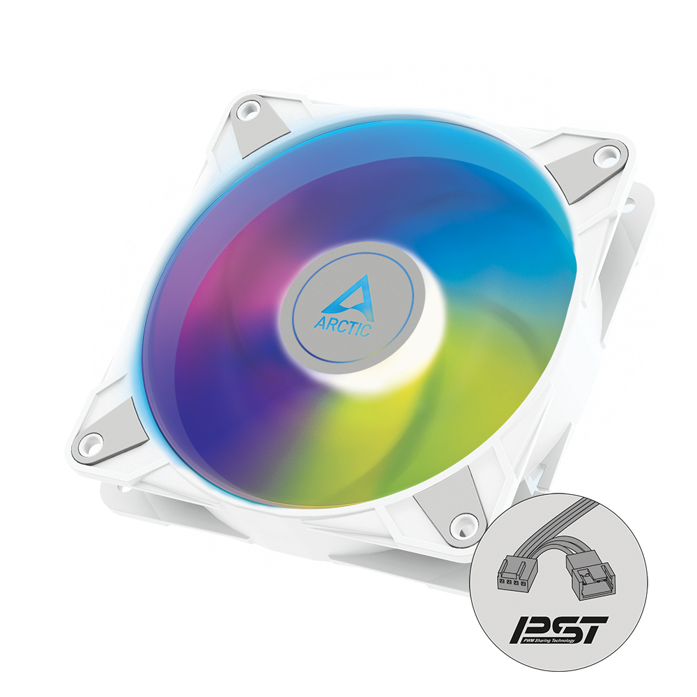 ARCTIC P14 PWM PST A-RGB - Semi-passive 140 mm case fan with digital A-RGB in white