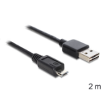 DeLOCK EASY-USB 2.0-A - USB 2.0 micro-B, 2m USB cable USB A Micro-USB B Black