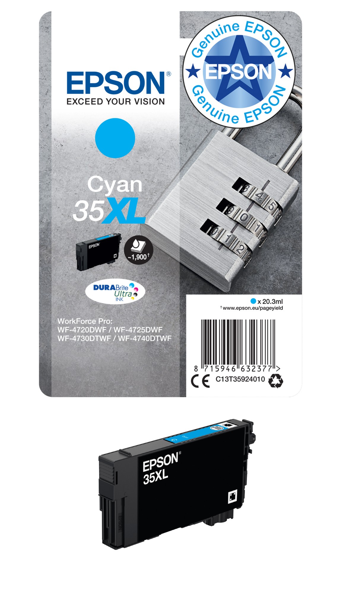 Epson C13T35924010/35XL Ink cartridge cyan high-capacity. 1.9K pages 2
