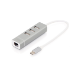 Digitus USB Type-Câ„¢ 3-Port Hub + Fast Ethernet LAN Adapter