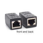 Just You PC Oxhorn RJ45 Ethernet Inline 8 pins Coupler / Joiner Female to Female F-F Gold plated connections Black Retail bag