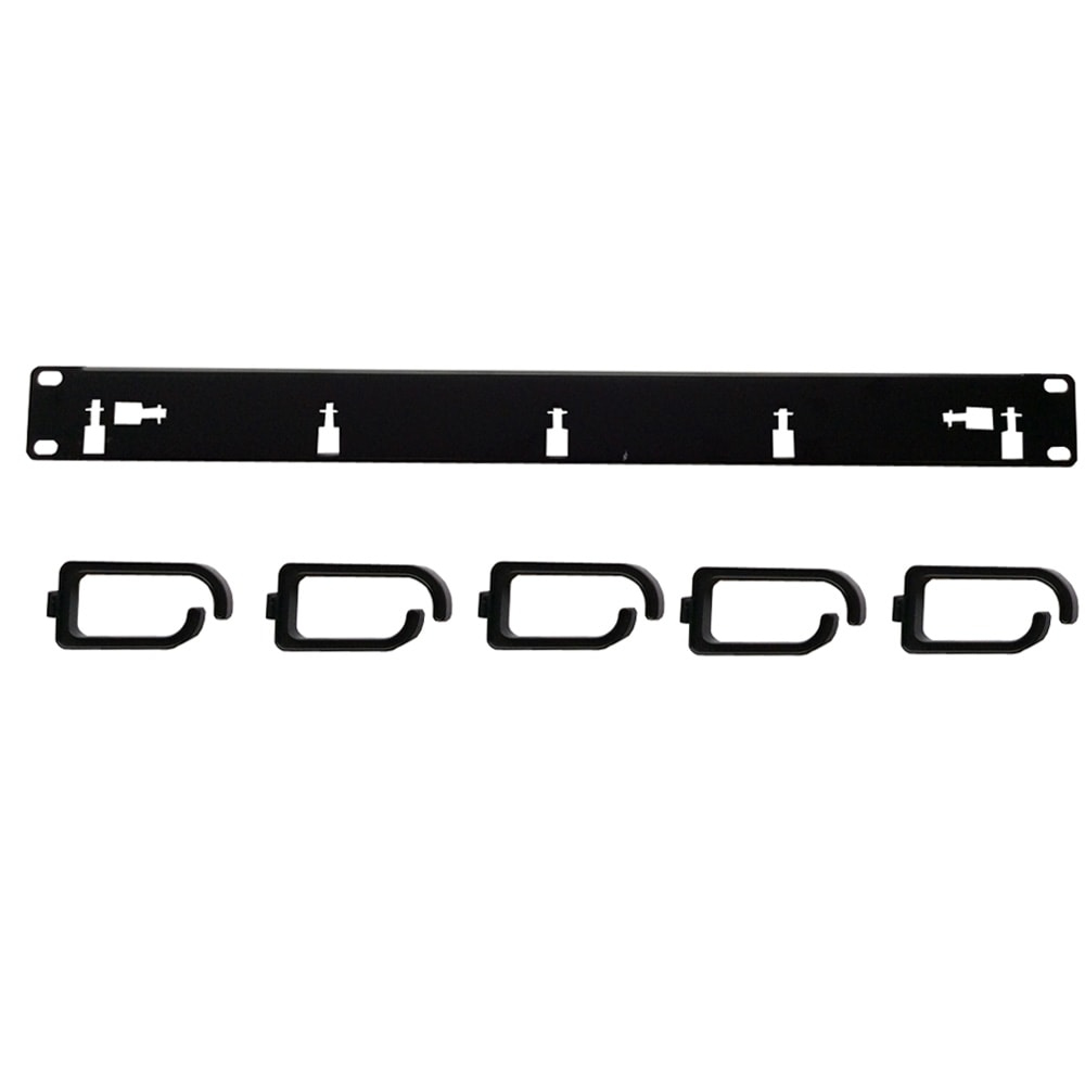 Videk 1U 5 Loop Horizontal Cable Tidy Panel - Black Plastic Clip-in Assembly