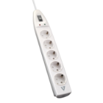 V7 5-Schuko Outlet Home/Office Surge Protector, 1.8m Cord, 1050 Joules, White