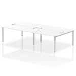 Dynamic Impulse Back-to-Back 4 Person Bench Desk W1600 x D1600 x H730mm With Cable Ports White Finish Silver Frame - IB00165 DD
