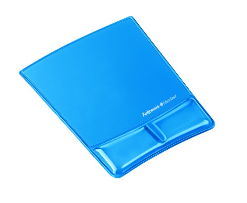 Fellowes Health-V Crystal Mouse Pad/Wrist Support Blue