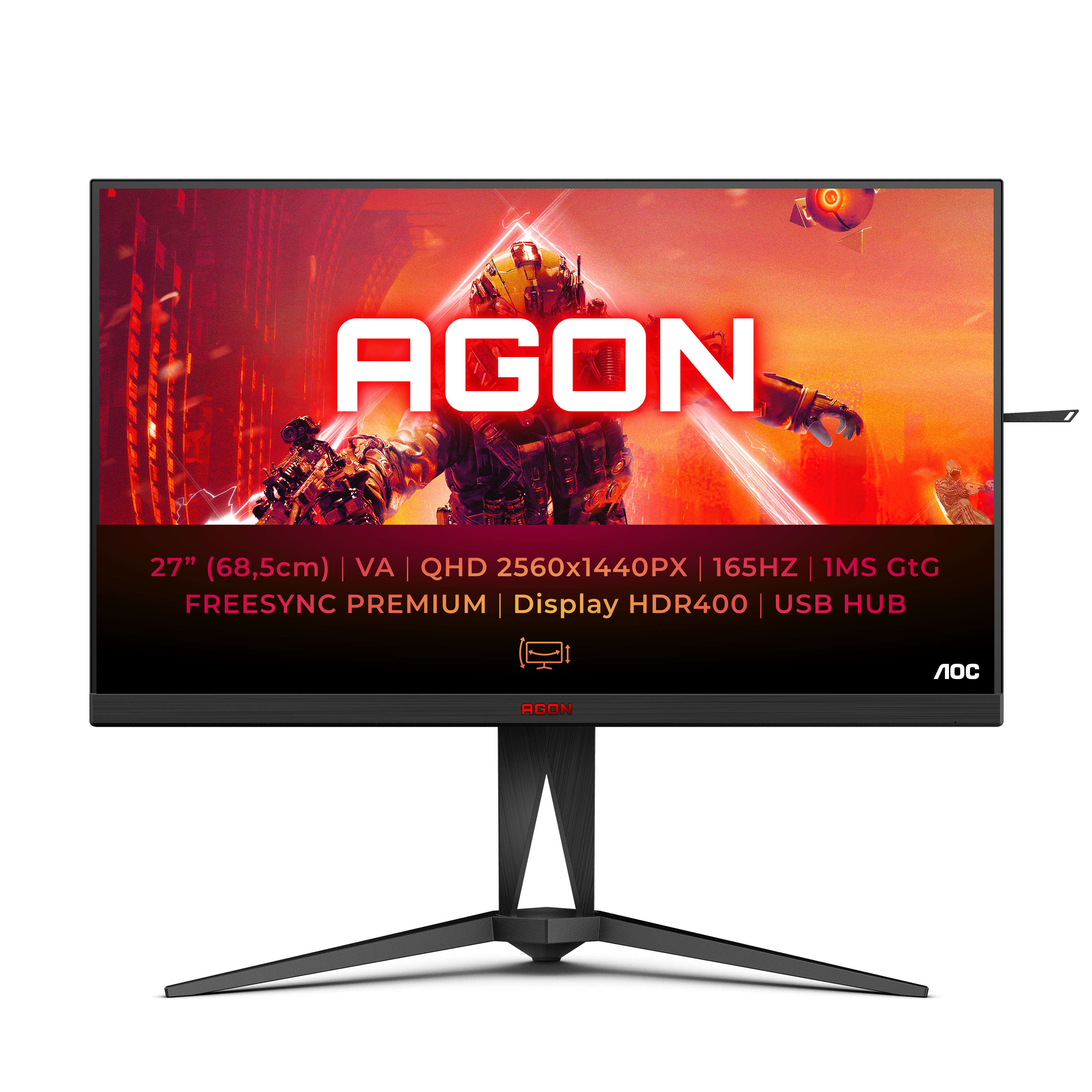 Image of AOC AGON AG275QXN/EU LED display 68.6 cm (27") 2560 x 1440 pixels...