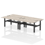 Dynamic Air Back-to-Back W1600 x D800mm Height Adjustable Sit Stand 4 Person Bench Desk With Cable Ports Grey Oak Finish Black Frame - HA02370 DD