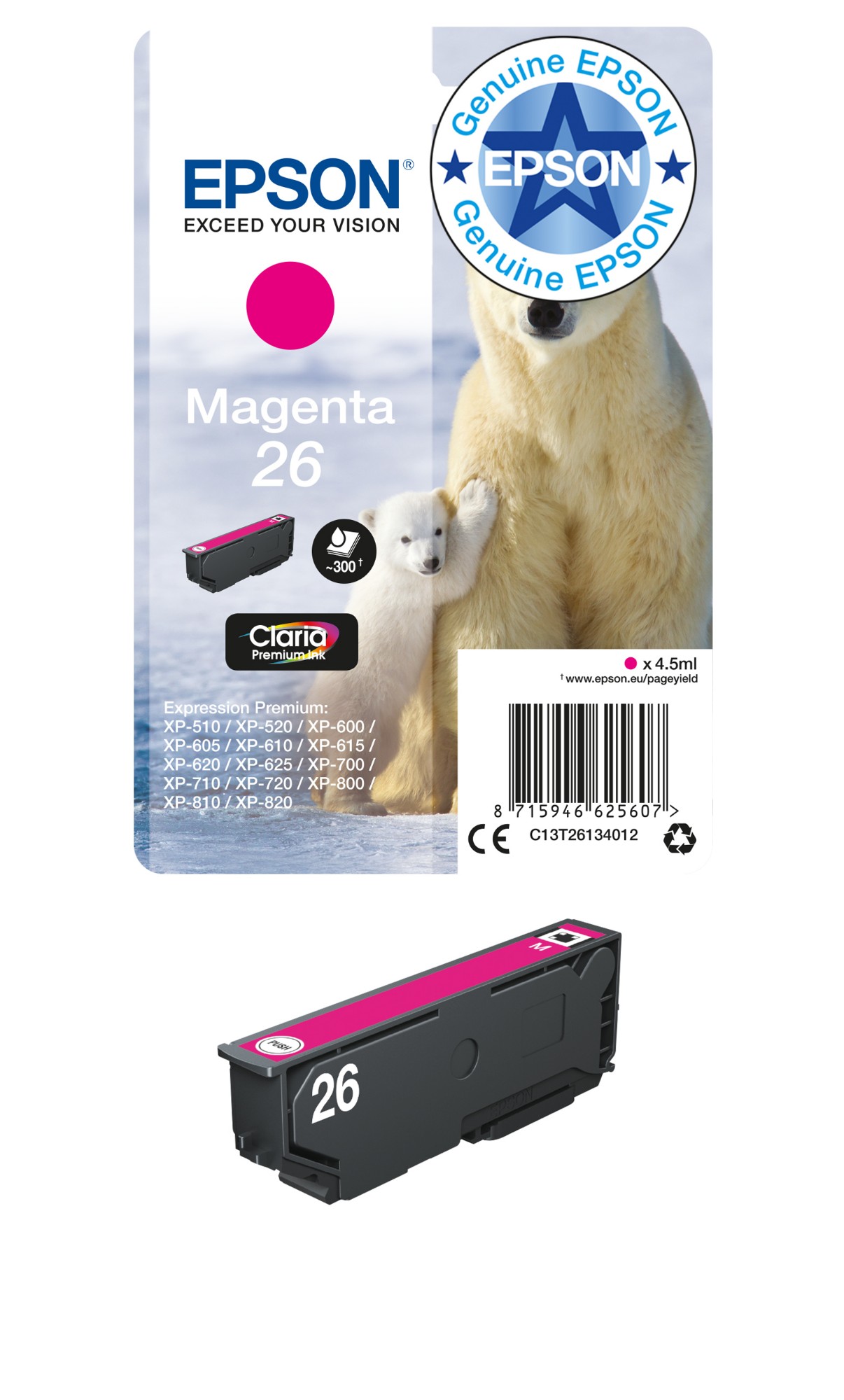Epson C13T26134012/26 Ink cartridge magenta. 300 pages ISO/IEC 19752 4