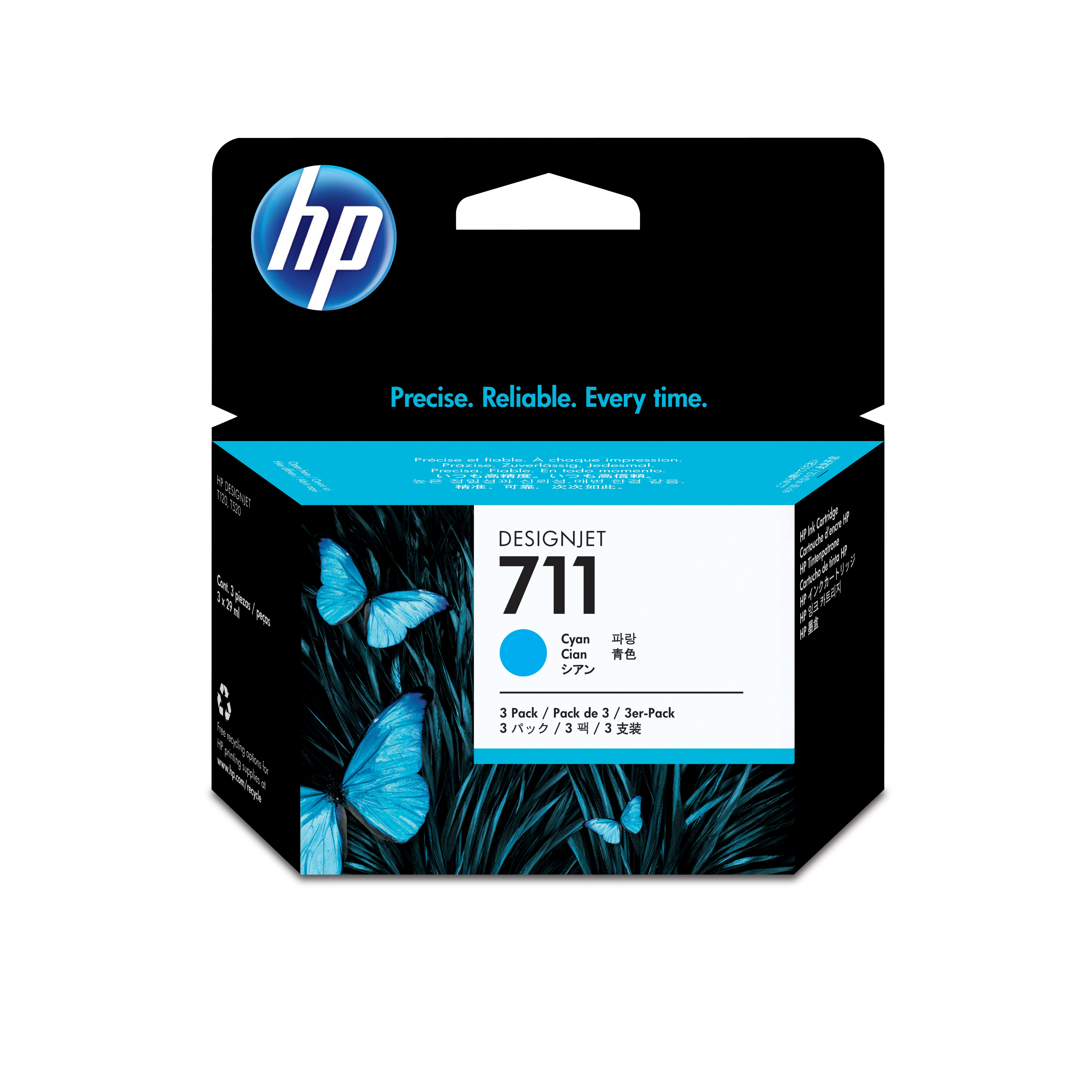 Image of HP CZ134A/711 Ink cartridge cyan 29ml Pack=3 for HP DesignJet T 520