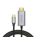 Savio USB-C to HDMI 2.0B cable 2m silver / black gold tips CL-171 HDMI cable USB C HDMI Type A (Standard)