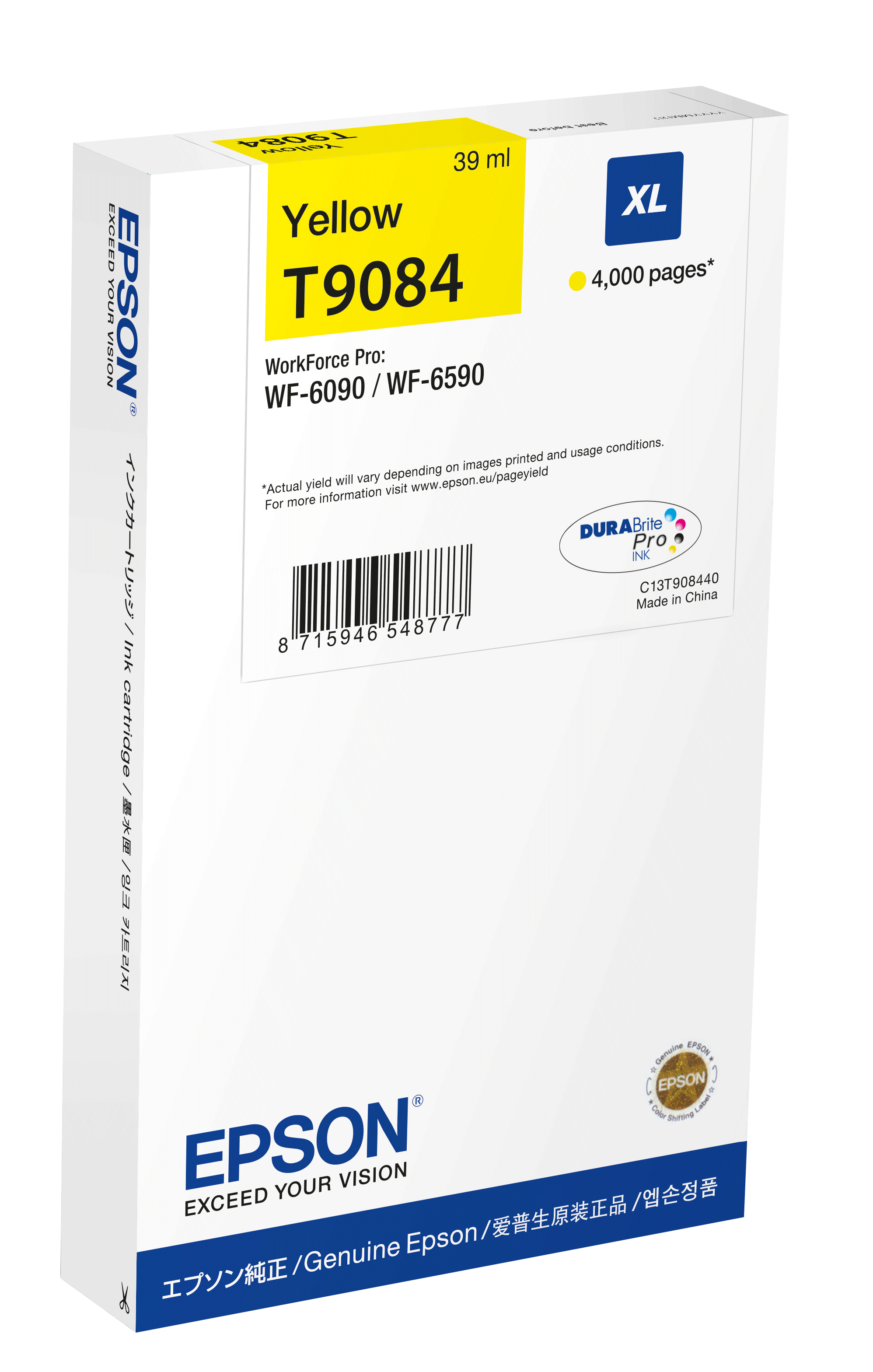 Image of Epson C13T908440/T9084 Ink cartridge yellow XL, 4K pages 39ml for...