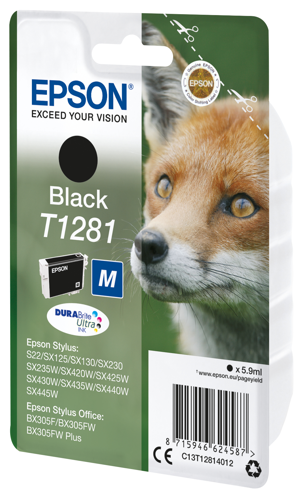 Epson Black C13t12814022/T1281 Ink Cartridge Blister Radio Frequency.
