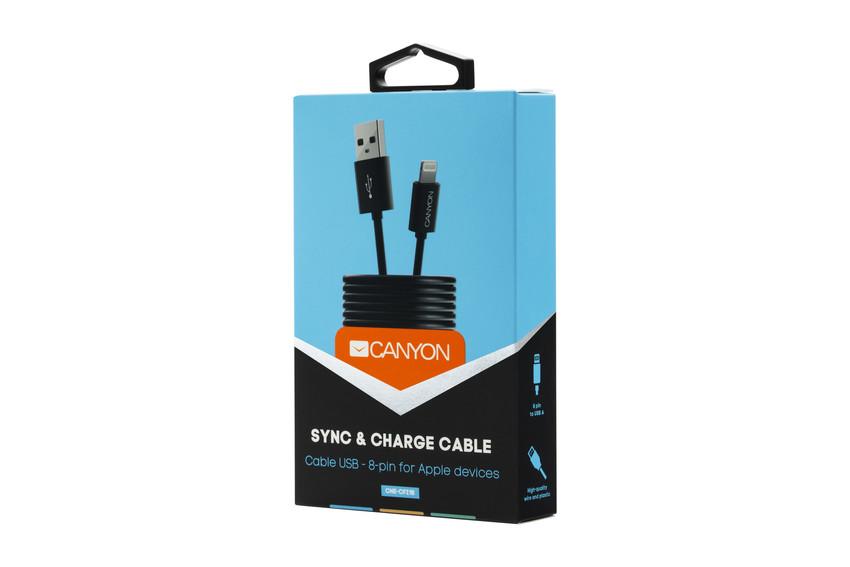 Image of Canyon LIGHTNING USB CABLE ROUND 1M BLACK