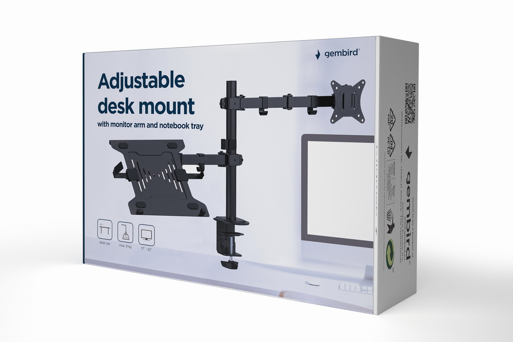 Gembird MA-DA-03 monitor mount / stand 81.3 cm (32") Desk Black
