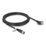 DeLOCK M12 Cable X-coded 8 pin female to RJ45 plug with screws Cat.6A S/FTP 3 m black