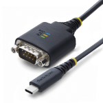 StarTech.com 1ft (30cm) USB-C to Serial Adapter Cable, COM Retention, FTDI Chipset, Type-C to Male DB9 RS232, Status LEDs, Interchangeable DB9 Screws and Nuts