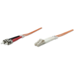 Intellinet Fiber Optic Patch Cable, OM2, LC/ST, 10m, Orange, Duplex, Multimode, 50/125 µm, LSZH, Fibre, Lifetime Warranty, Polybag