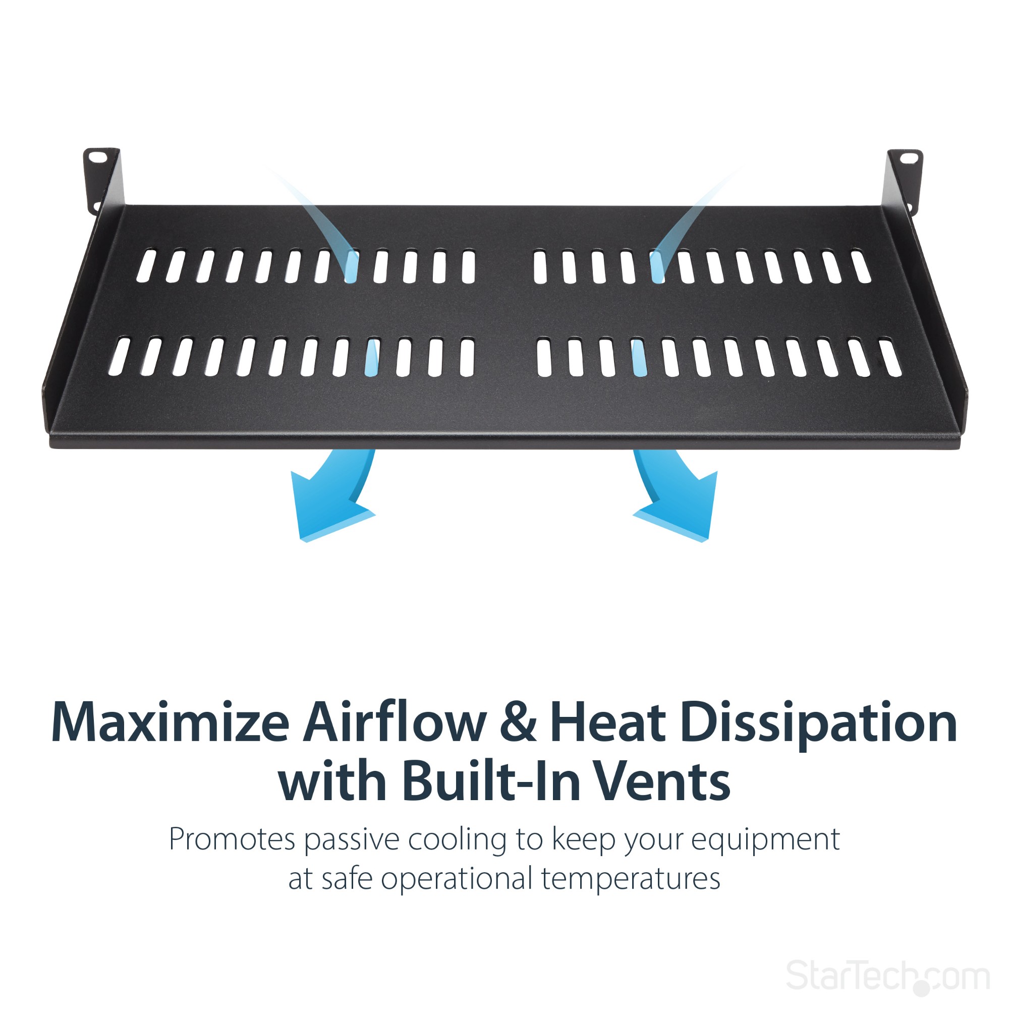 StarTech.com 1U Vented Server Rack Cabinet Shelf - 10in Deep Fixed Cantilever Tray - Rackmount Shelf for 19&quot; AV/Data/Network Equipment Enclosure with Cage Nuts &amp; Screws - 44lbs capacity