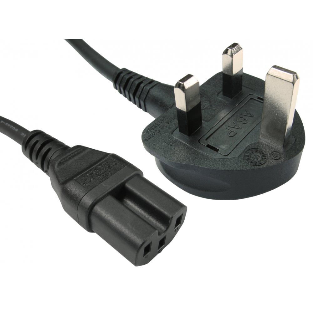 Cables Direct RB-252WH power cable Black 2 m BS 1363 C15 coupler, 85 in ...