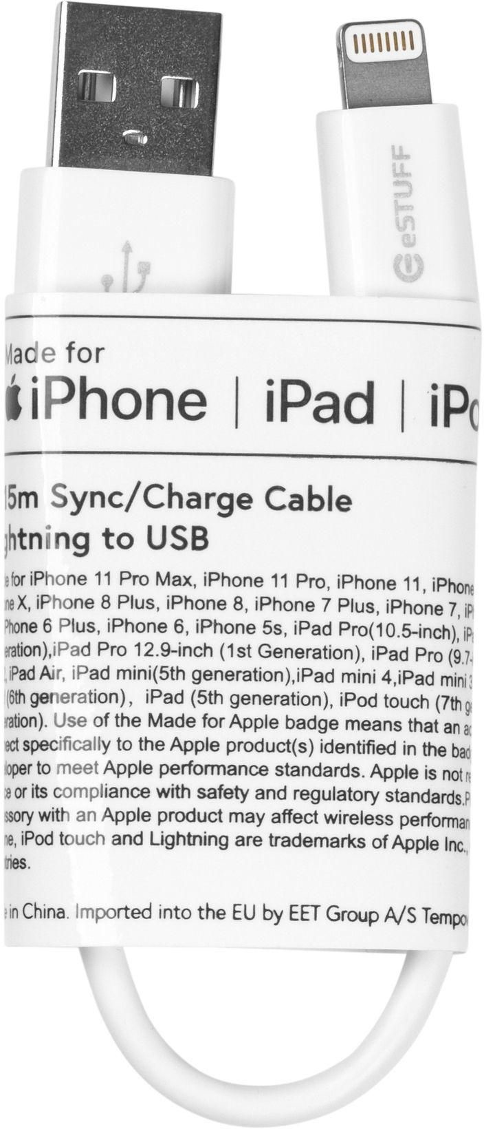 Image of eSTUFF ES601004-BULK lightning cable 0.15 m White