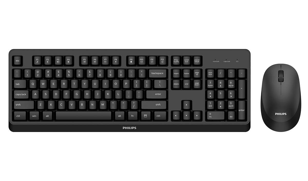 SPT6307BL/40 PHILIPS 3000 series SPT6307BL - Keyboard and mouse set - wireless - 2.4 GHz - QWERTY - black