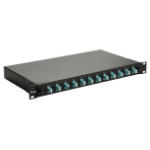 Equip 12-Port Fiber Optic Splice Box, LC Duplex, OM3, 1U, Equipped, Black