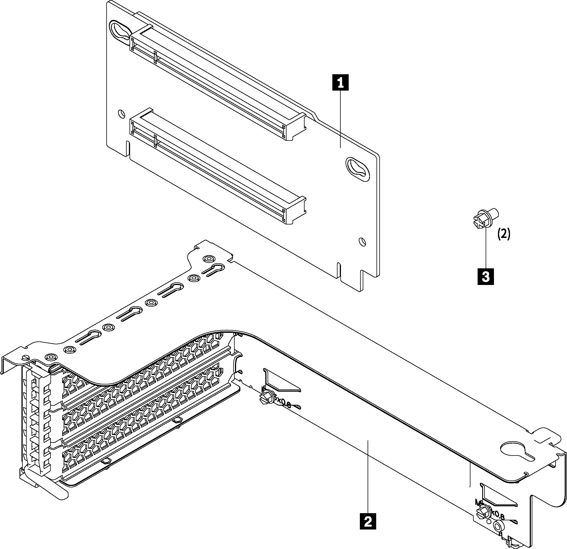 Image of Lenovo ThinkSystem SR550/SR590/SR650 x16/x8 PCIe FH Riser 1 Kit