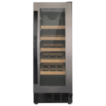 electriQ 18 Bottle Capacity 30cm Freestanding Under Counter Wine Cooler - Premium Dark Stainless Ste