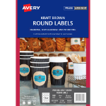 AVERY 980002 L7106 LABELS PRINT-TO-THE-EDGE ROUND 12 UP KRAFT BROWN PACK 180