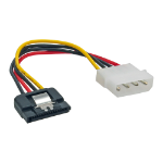 InLine SATA Power Adapter Cable 4pin Molex / 15pin SATA with latch 0.15m