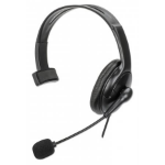 Manhattan Mono Over-Ear Headset (USB), Reversible Microphone Boom (padded), Retail Box Packaging, In-Line Volume/Mute Control, Padded Ear Cushion, USB-A for both sound and mic use, cable 2m, Three Year Warranty