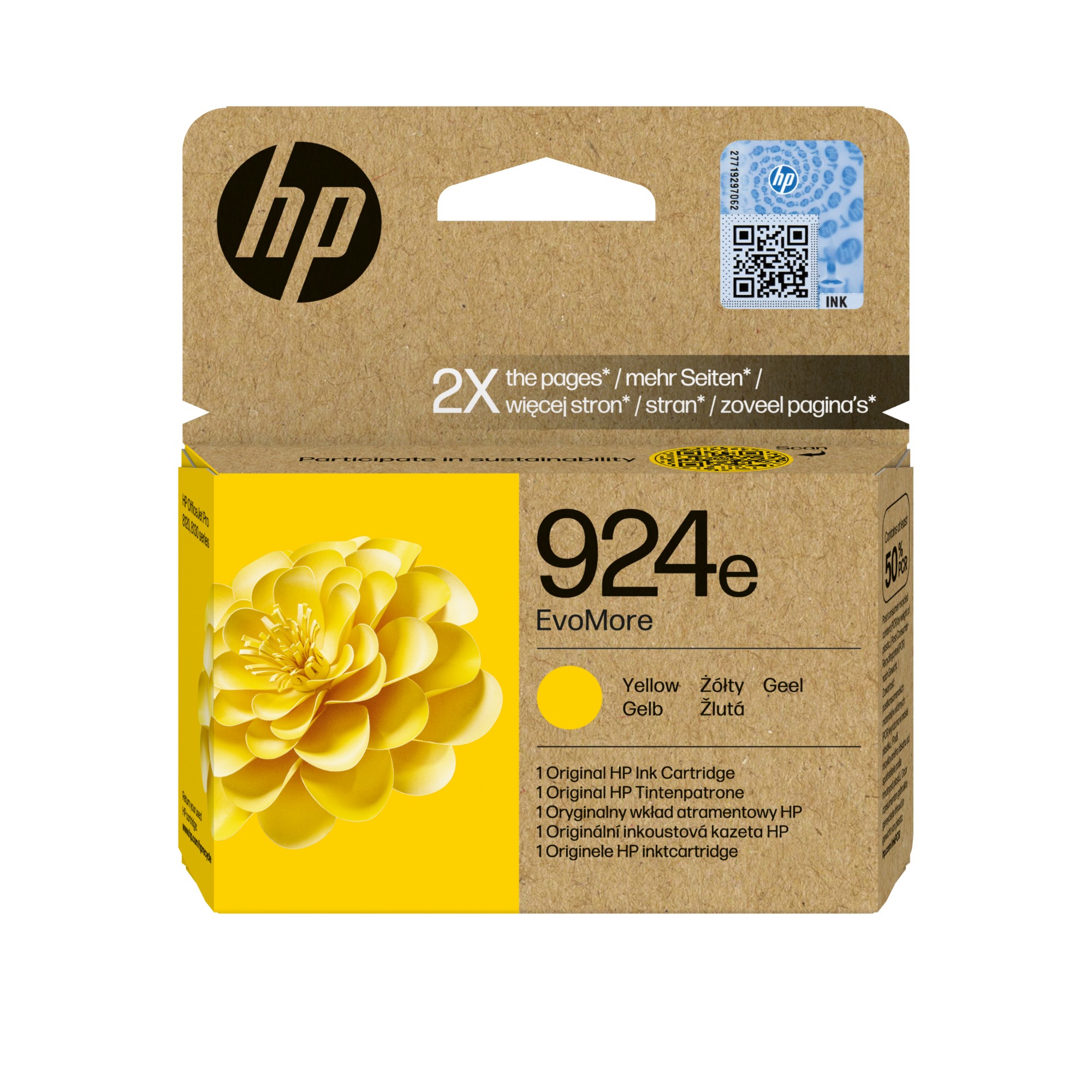 HP 4K0U9NE/924E Ink cartridge yellow EvoMore. 800 pages ISO/IEC 19752