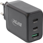 InLine USB PD power supply, GaN charger, 3-port, Dual USB-C + USB-A, 65W