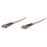Intellinet Fiber Optic Patch Cable, OM1, ST/ST, 1m, Orange, Duplex, Multimode, 62.5/125 µm, LSZH, Fibre, Lifetime Warranty, Polybag