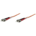 Intellinet Fiber Optic Patch Cable, OM1, ST/ST, 1m, Orange, Duplex, Multimode, 62.5/125 Âµm, LSZH, Fibre, Lifetime Warranty