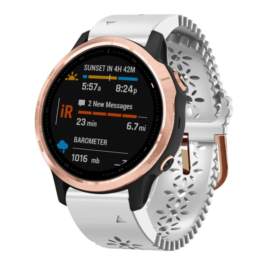 EU Product - Fenix 6S Silicone Watch Band with Lace Design - White thumbnail