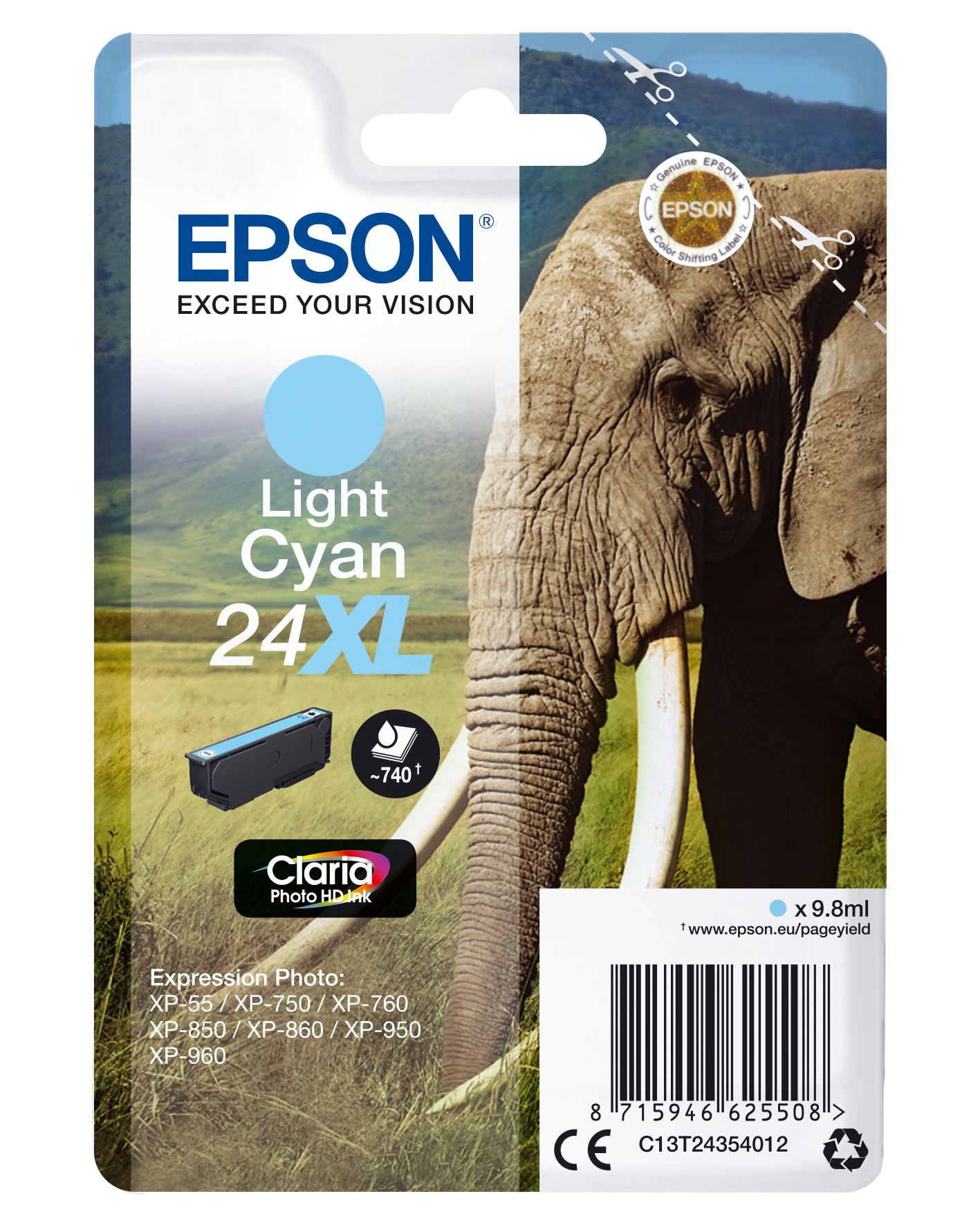 Image of Epson C13T24354012/24XL Ink cartridge light cyan high-capacity,...