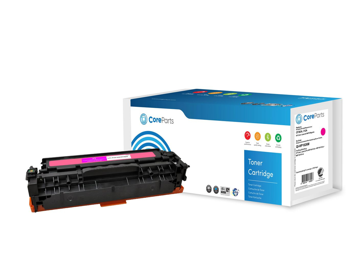 CoreParts QI-HP1026M toner cartridge 1 pc(s) Compatible Magenta