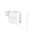 Conceptronic 4-Port 100W GaN USB PD Charger with USB-C Charging Cable, USB-C x 3, USB-A x 1, QC 3.0, PPS