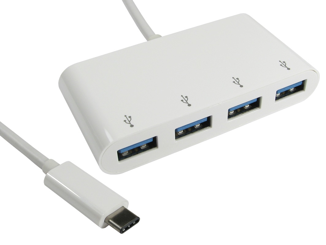Cables Direct USB3C-HUB4BP interface hub USB 3.2 Gen 2 (3.1 Gen 2) Type-C 5000 Mbit/s White